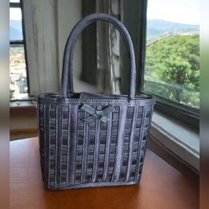 Vintage Frankie & Johnnie Small Black Satin Weave Handbag - Classic Elegance